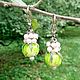 Earrings buds of lampwork beads and pearls, Earrings, Moscow,  Фото №1