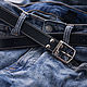 Cinturón de cuero negro plata 30mm. Straps. Mart Bags (martbags). Ярмарка Мастеров.  Фото №5