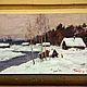Winter Russian village landscape classical oil painting 30h50 cm. Pictures. paintmart (oikos). My Livemaster. Фото №4