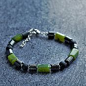 Украшения handmade. Livemaster - original item Bracelet made of jade, hematite and lava. Handmade.
