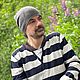 Шапка лён демисезон ХИПСТЕР ХЭТ графит. Мужская, женская. Шапки. Вязаный кэжуал  UNIC Ирина. Ярмарка Мастеров.  Фото №5