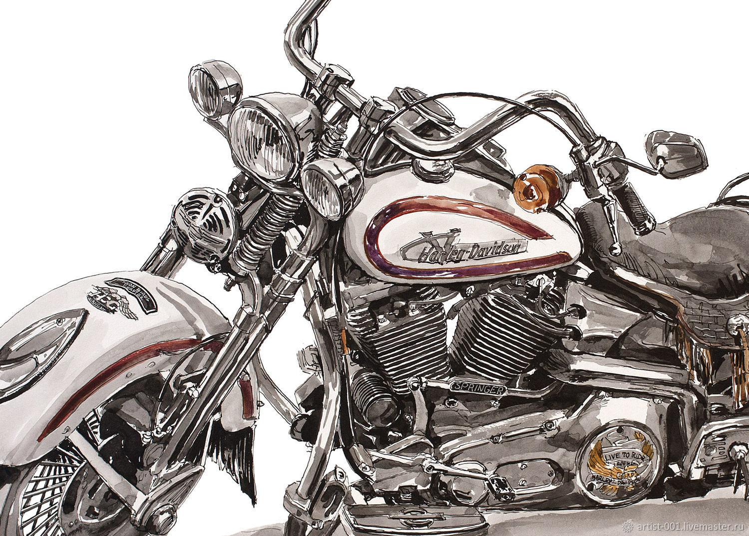 Print, poster motorcycle 1997 HarleyDavidson FXSTS Heritage Springer