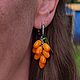 Серьги Облепиха украшения из полимерной глины ягодный кулон. Комплекты украшений. Сказка - броши и серьги ручной работы. Ярмарка Мастеров.  Фото №4