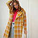 Cocoon coat checkered wool coat midi wool demi-season yellow. Coats. mozaika-rus. Online shopping on My Livemaster.  Фото №2