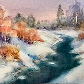 Картины и панно handmade. Livemaster - original item Painting watercolor. Watercolor winter.. Handmade.
