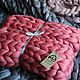 Плед из 100% шерсти мериноса, Merino for Home, плед из толстой пряжи, плед крупной вязки, коралл, вязаный плед