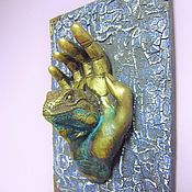 Для дома и интерьера handmade. Livemaster - original item Fantasy wall sculpture, Iguana on the arm. Handmade.