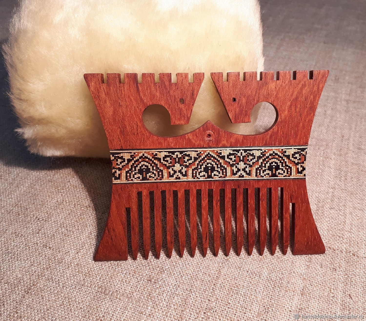 Wooden comb "My horses are horses" from Brasil cherry, iniay, Comb, Kursk,  Фото №1