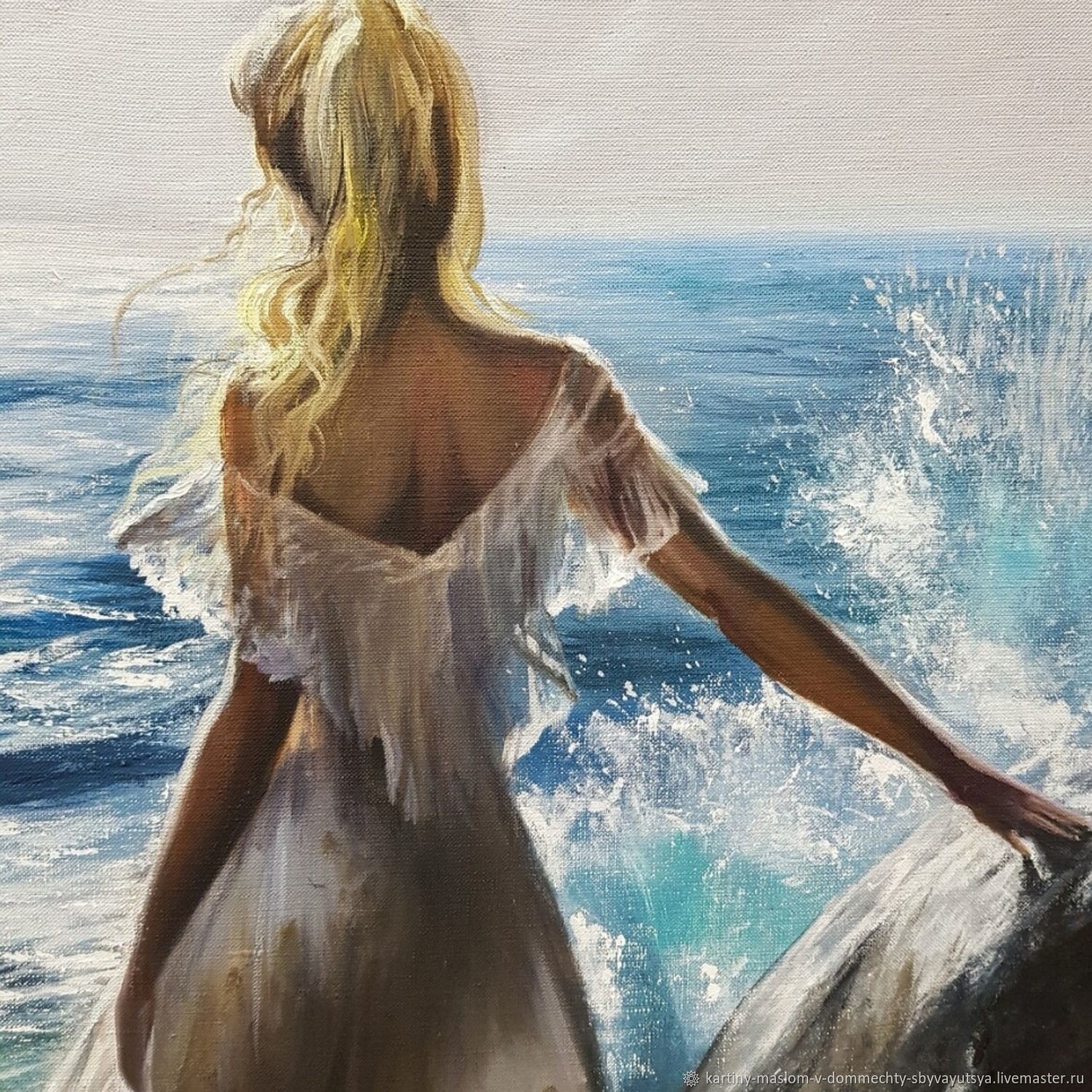 Девушка у моря рисунок
