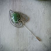 Украшения handmade. Livemaster - original item Brooch-needle with jade wire wrap. Handmade.