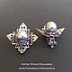 Order Clip-on earrings with silver Swarovski pearls and amethyst. Costume Jewellery by Elena K. Livemaster. . Clip on earrings Фото №3