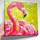 Flamingo Oil Painting Canvas 25 x 25 Pink Bird Impasto. Pictures. matryoshka (azaart). My Livemaster. Фото №6