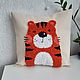 Baby pillow with Tiger embroidery. Pillow. Bunniess and friends (toys-for-kids). Online shopping on My Livemaster.  Фото №2