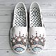 Sneakers painted shoes with a pattern painted sneakers,Ornament, Slip-ons, Krasnodar,  Фото №1