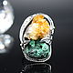 Boho ring with citrine and malachite in 925 silver ALS0003. Rings. Sunny Silver. My Livemaster. Фото №5