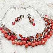 Украшения handmade. Livemaster - original item Necklace of agates and corals Sea buckthorn. Handmade.