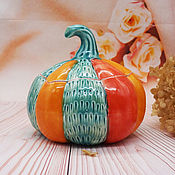 Элементы интерьера: Декоративная тыква керамическая оранжевая, декор