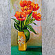 Oil painting Tulips Canvas 20 x 40 cm Flowers Still life in a frame. Pictures. matryoshka (azaart). My Livemaster. Фото №4