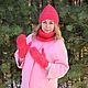 Fashionable knitted down set 'In raspberry color' for women. Headwear Sets. Down shop (TeploPuha34). My Livemaster. Фото №4