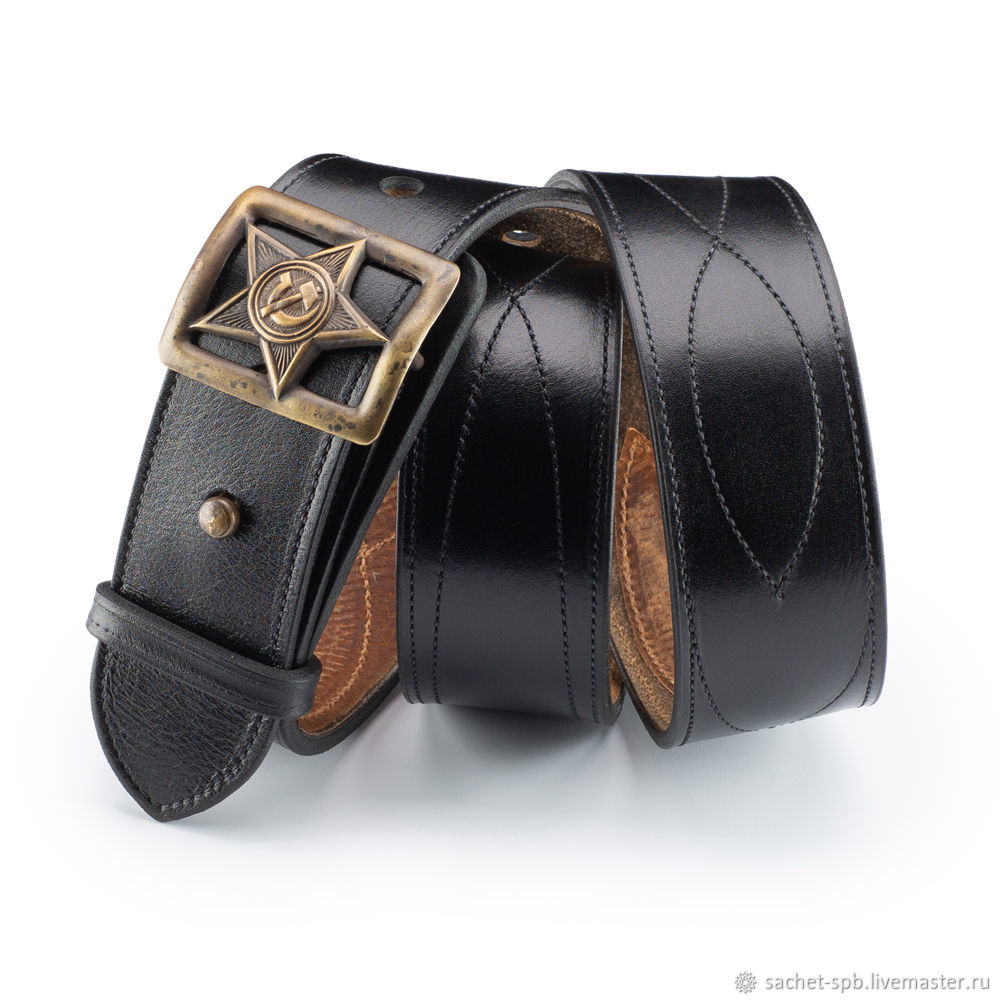 Leather men's belt 'Kombat' (black), Straps, St. Petersburg,  Фото №1