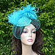 Order Evening hat with veil and feathers 'Turquoise'. Novozhilova Hats. Livemaster. . Hats1 Фото №3