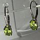 Peridots (chrysolites) natural 7h5 mm & 925 sterling silver, Earrings, Moscow,  Фото №1