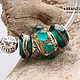 Emerald - set 3 pc European Beads lampwork - Charm large hole, Bracelet set, Moscow,  Фото №1