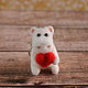 A white hippo with a heart. keychain. Felted Toy. ufawooltoys (ufawooltoys). My Livemaster. Фото №4