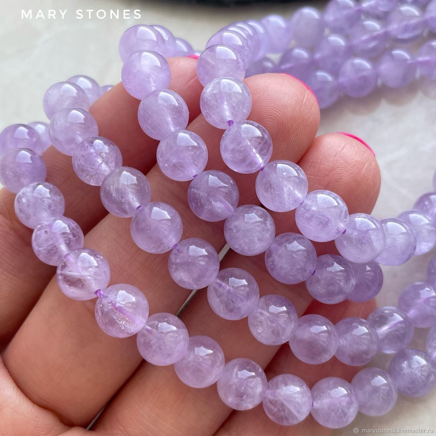 Аметист лавандовый светлый, ЛЮКС качество А+, бусины 6.5-10 мм купить в ...
