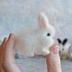 Белый кролик Кролик миниатюра Кролик из шерсти, Войлочная игрушка, Волжский,  Фото №1