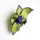 Leather Brooch Sabine leather flower blue cobalt green pear. Brooches. De-Si-Re. My Livemaster. Фото №4