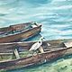 Watercolor painting Guest (boats, sea, ocean, heron, rest), Pictures, Ekaterinburg,  Фото №1