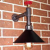 Полочка со светильником в стиле Лофт (Loft), Индастриал, Рустик