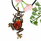 Frog pendant made of amber decoration Toad talisman for good luck. Pendant. BalticAmberJewelryRu Tatyana. My Livemaster. Фото №5