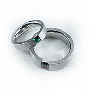 Украшения handmade. Livemaster - original item Titanium rings with emerald and garnet. Handmade.