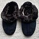 Men's suede Slippers are black.Sheepskin. Slippers. Warm gift. Online shopping on My Livemaster.  Фото №2