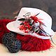 Order Red brooch rooster, pheasant and guinea fowl feathers. Feather earrings Magic Temptation. Livemaster. . Hairpins Фото №3