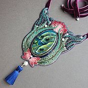 Украшения handmade. Livemaster - original item Necklace, lacquer painting, beads, rope, pearls. Handmade.