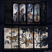 Для дома и интерьера ручной работы. Ярмарка Мастеров - ручная работа Pintura Tigres pantalla Pantalla y alfombra Pano. Handmade.