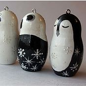 Сувениры и подарки handmade. Livemaster - original item new-year tree decorations. Black and white animals. Handmade.