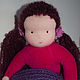 Baby doll in sewn overalls raspberry 32 cm, Waldorf Dolls & Animals, Kaluga,  Фото №1