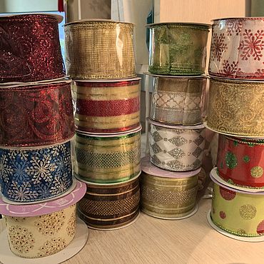 Ленты новогодние из органзы. . Материалы для творчества ручной работы - Ярмарка Мастеров Материалы для творчества ручной работы. Ярмарка Мастеров - ручная работа Ленты новогодние из органзы. Handmade.