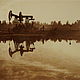 Картина нефтью "Нефтекачалки у озера" подарок нефтянику, Картины, Москва,  Фото №1