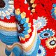 Плед вязаный ручной работы 140х180см бабушкин квадрат "Маки". Пледы. СУНДУК текстиль плед покрывало (sunduk99). Ярмарка Мастеров.  Фото №8