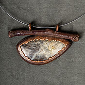 Украшения handmade. Livemaster - original item Copper pendant sunstone and birch branch. Handmade.