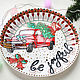 Order Christmas decoration for interior-Red truck Plate on the wall. Art by Tanya Shest. Livemaster. . New Year\\\\\\\'s compositions Фото №3