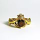 Golden ring 'CLADDAGH' with a dark garnet, Rings, Sevastopol,  Фото №1