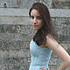 Светло-голубой топ из хлопка с косой. Топы. IRINA GRUDKINA Handmade Knitwear. Интернет-магазин Ярмарка Мастеров.  Фото №2