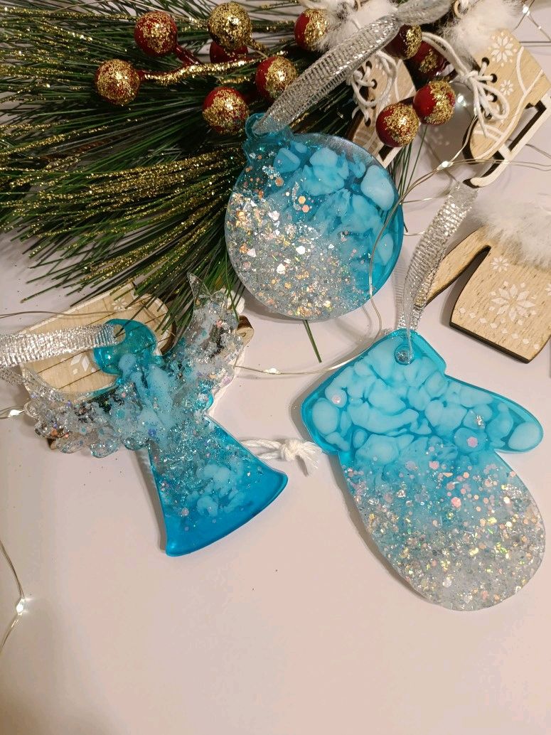 Набор ёлочных игрушек из эпоксидной смолы в интернет-магазине Ярмарка ...