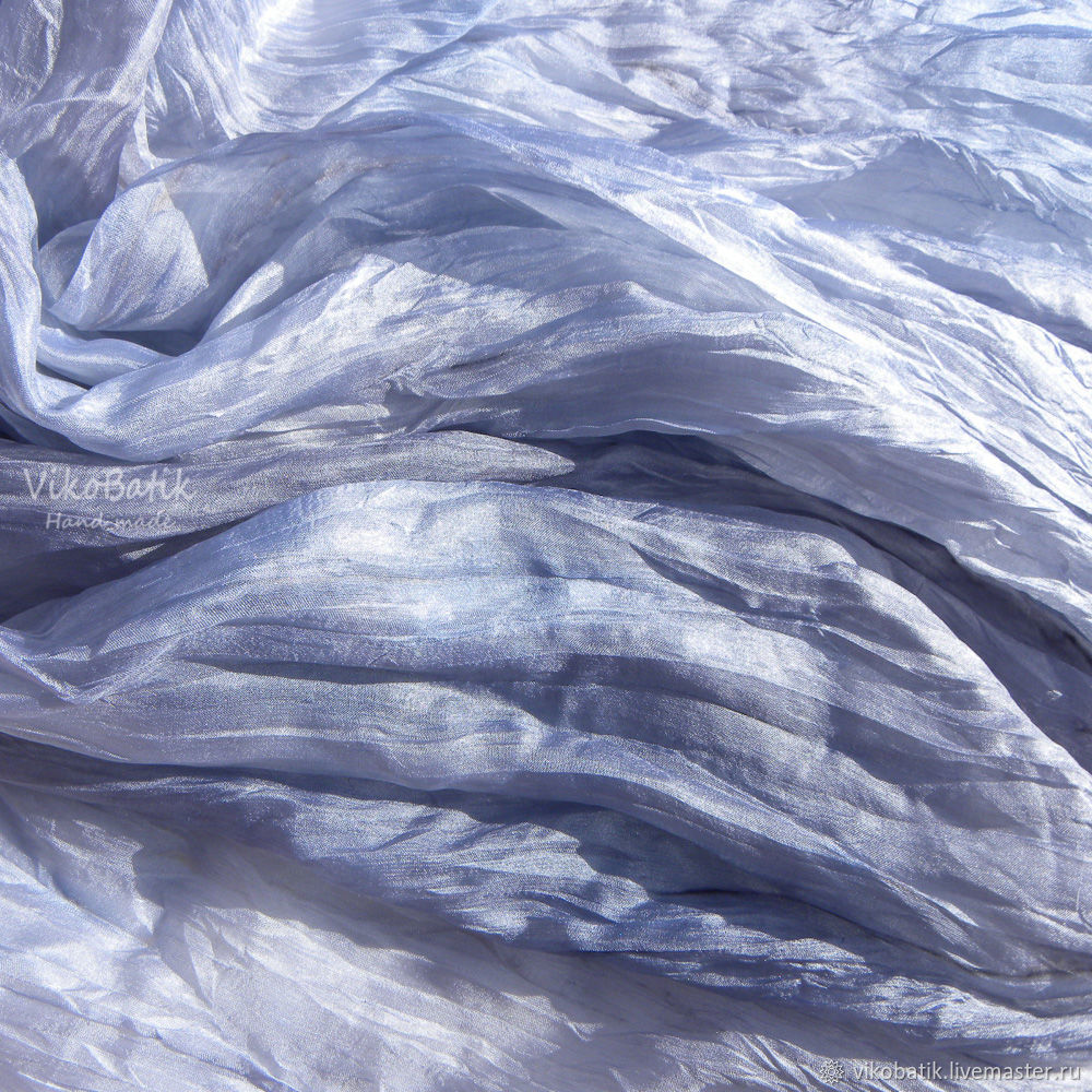 Grey Scarf stole 'Silver' made of 100% Batik silk, Wraps, Kislovodsk,  Фото №1